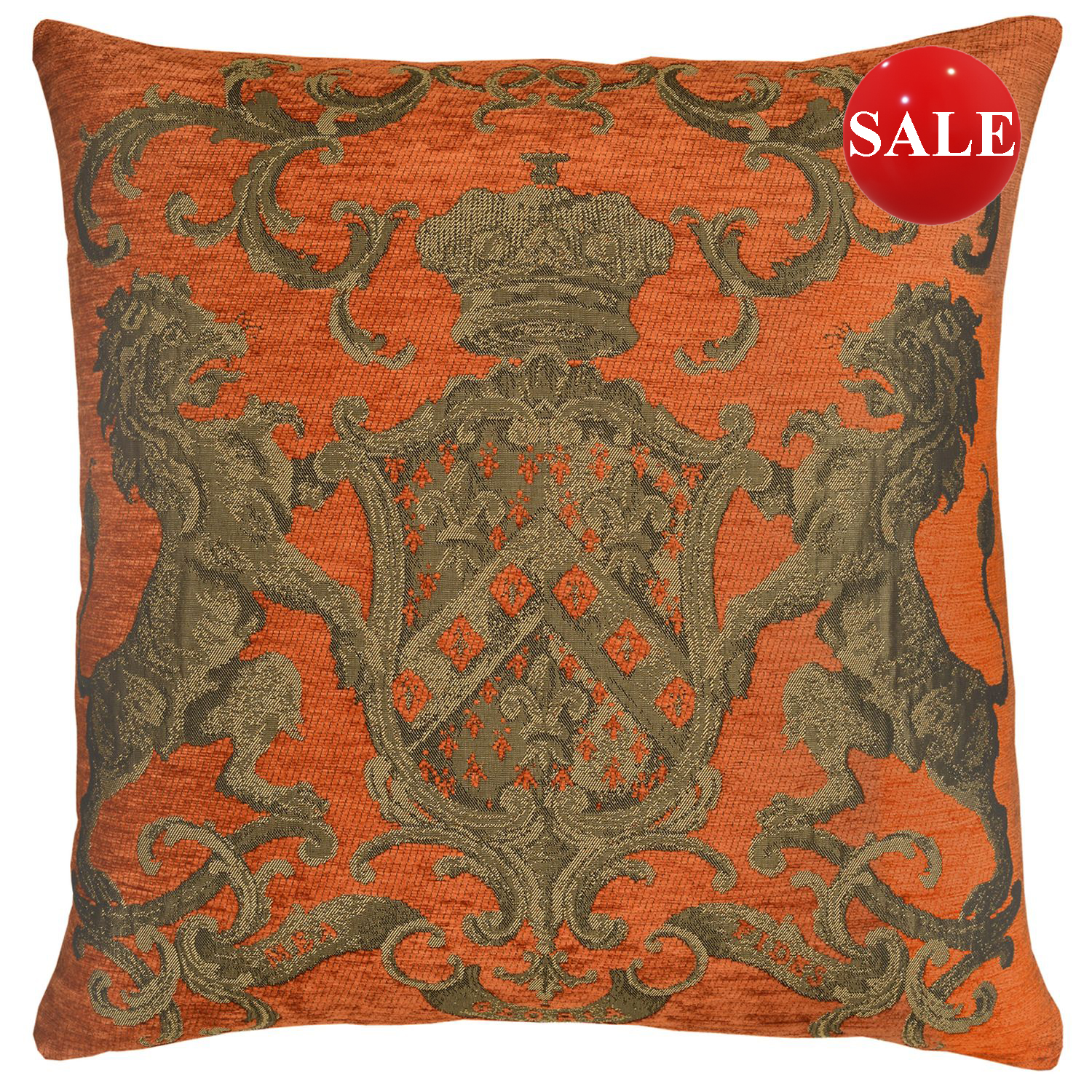 Heraldic Orange Cushion