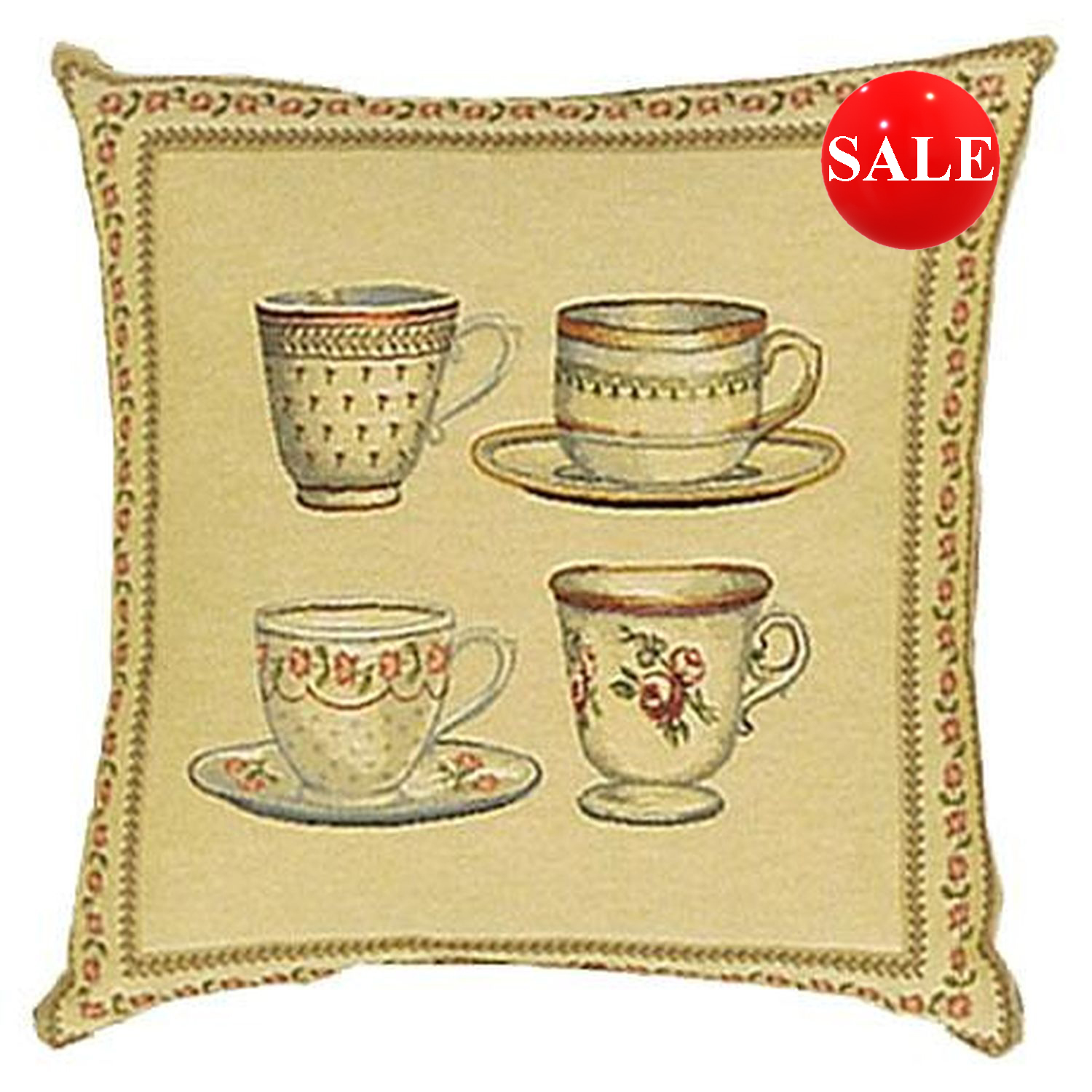 Tea Time Tea Cups Cushion