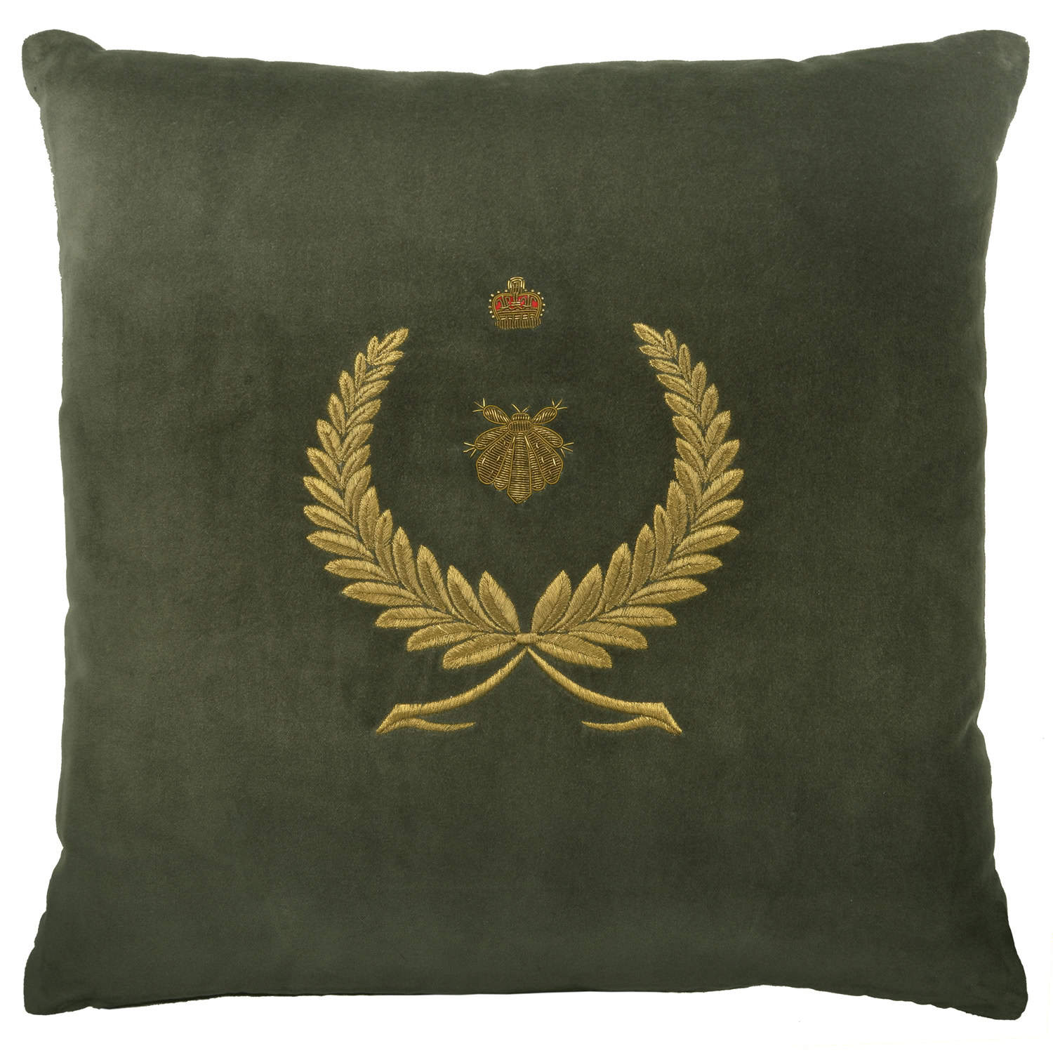 Crown Lion & Wreath on Velvet Cushion - Image 2