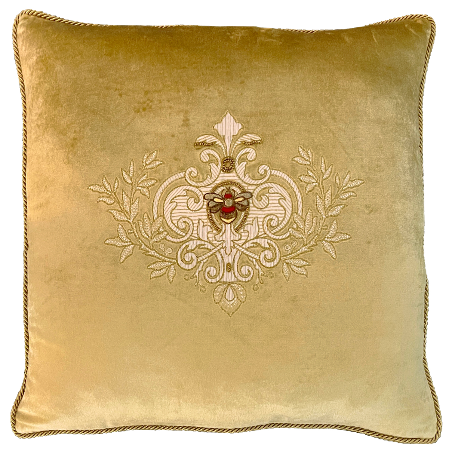 Bee in Cameo with Leaves & Striped Motif